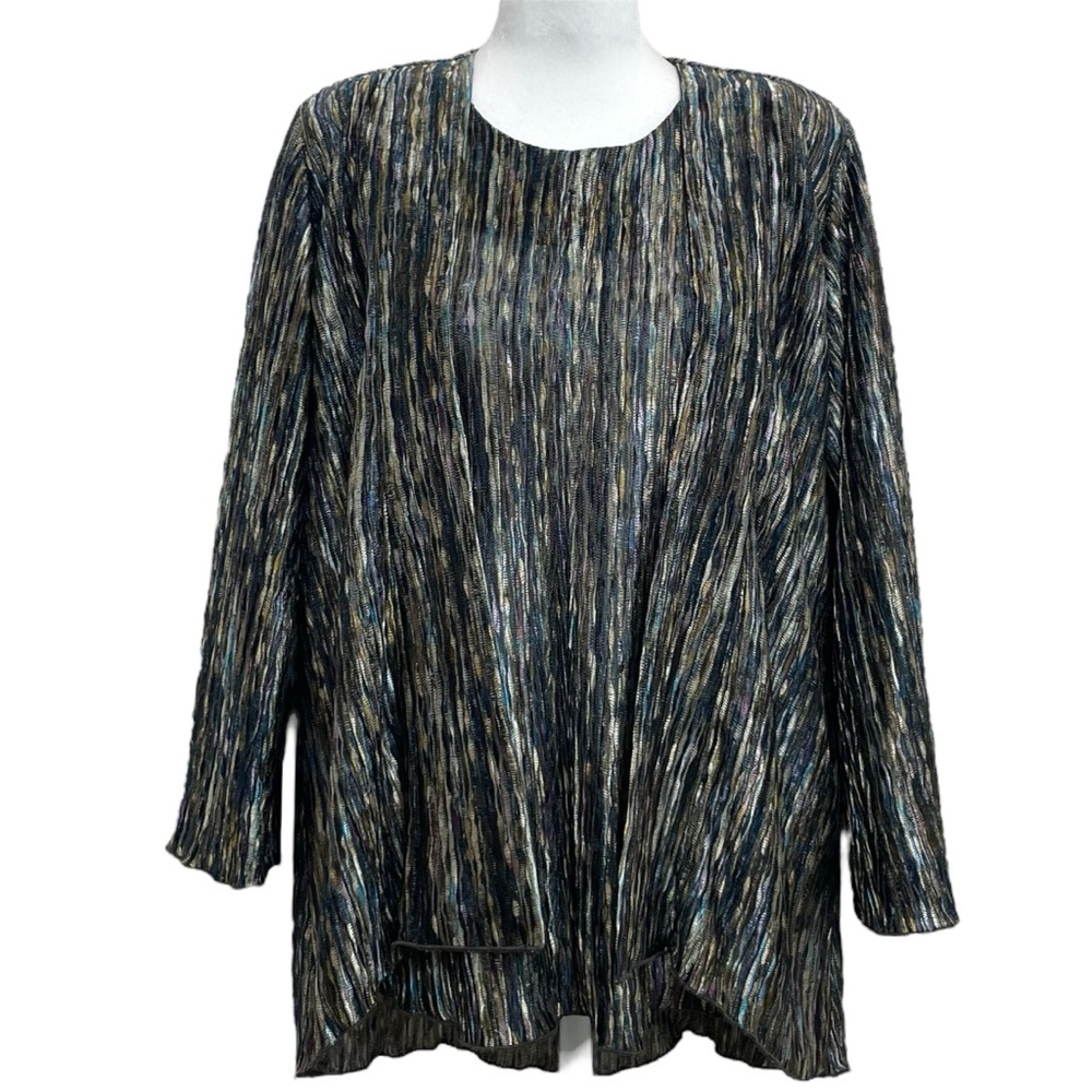 Sachiko Vintage Multicolor Textured Knit Cardigan & Shirt Set